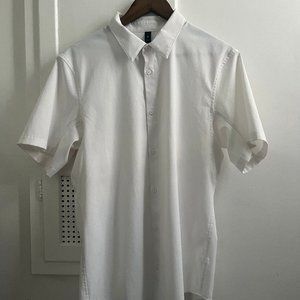 Lululemon men Airing Easy Short Sleeve Button-Up Shirt Bright White size Large